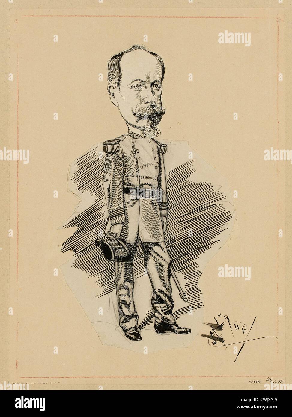 LUQUE, Manuel (* 1854), Louis Philippe Albert d'Orléans, Graf von Paris. (Dummy-Titel). Bleistift, Feder und schwarze Tinte, geschnittenes und verklebtes Papier. Carnavalet Museum, Geschichte von Paris. Stockfoto
