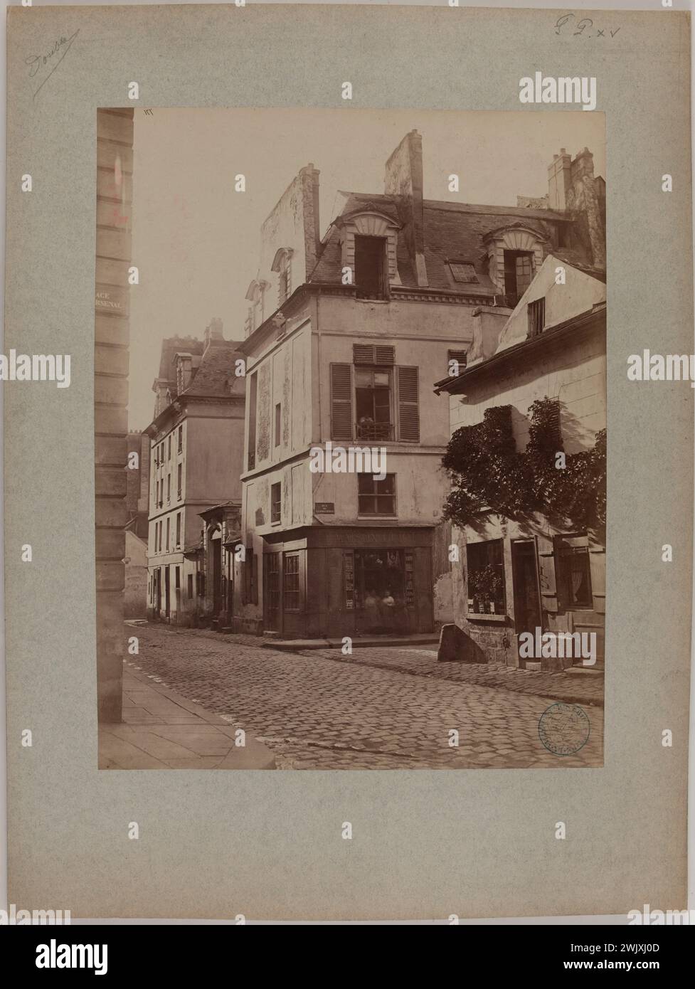 Emonts oder Emonds, Pierre. "Hôtel de Lesdiguières, rue de la Cerisaie, 4. Arrondissement, Paris". Albuminpapier zeichnet. 1870-1870. Paris, Carnavalet Museum. 123820-29 Stockfoto