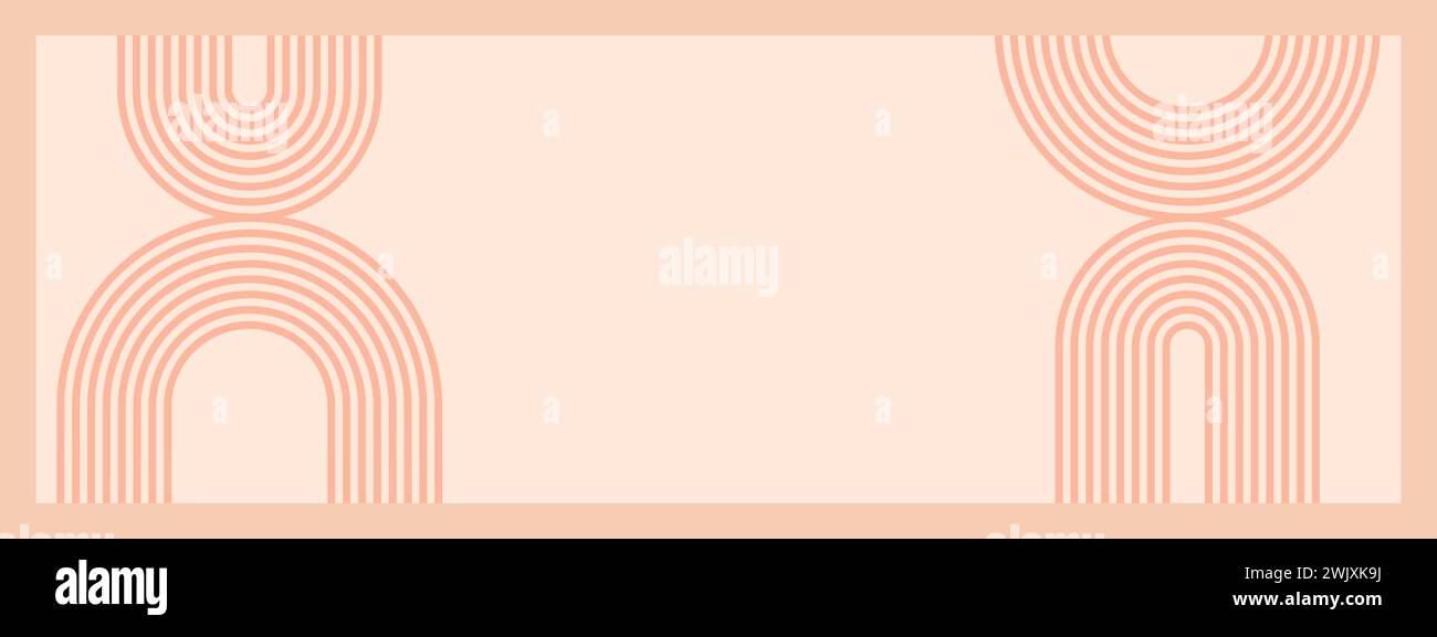Minimalistische geometrische Zen-Bogen-Bannervorlage mit Kopierraum für Text. Abstrakte Boho-Formen in Retro-Ästhetik für vielseitige Designanwendungen. Vektor c Stock Vektor
