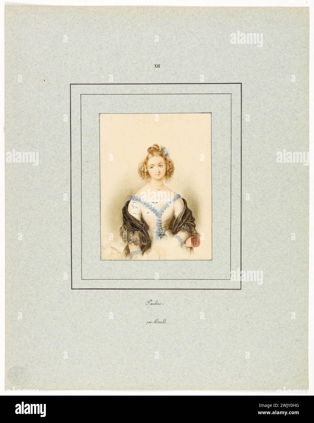 Louis Marckl (* 1807). Die Haut der Trauer für die Delloye- und Lecou-Ausgabe (1838). „Pauline“ (Platte XIII). Illustration des Werkes von Honoré de Balzac (1799-1850). Zeichnen mit Stift und Tinte und Veredelung mit Aquarell und Bleiweiß. 1838. Paris, Maison de Balzac. 101565-17 Zeichnung, 19. XIX. 19. 19. 19. 19. 19. 19. 19. Mitte Stockfoto