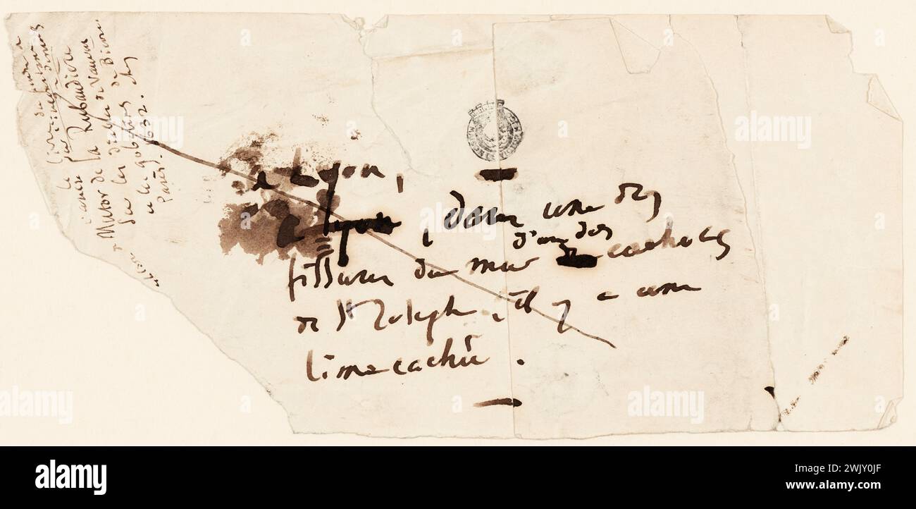 HUGO, Victor (N.1802-02-26-D.1885-05-22), COPEAU für William Shakespeare (in Lyon in einem von ...) (Dummy-Titel). Tinte auf Papier. Häuser von Victor Hugo Paris - Guernsey. Stockfoto
