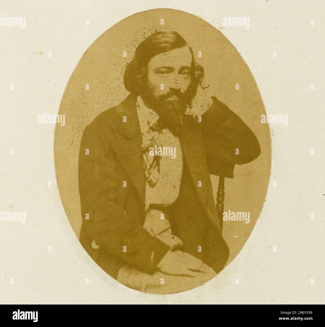 Anonym. „Album Asplet“, Folio 5 Recto. "Porträt eines sitzenden Verboten". Gesalzenes Papier. 1852-1854. Paris, das Haus von Victor Hugo. 100741-26 verboten, republikanische, französische republik, Widerstand, 19. XIX. 19. 19. 19. Jahrhundert Stockfoto