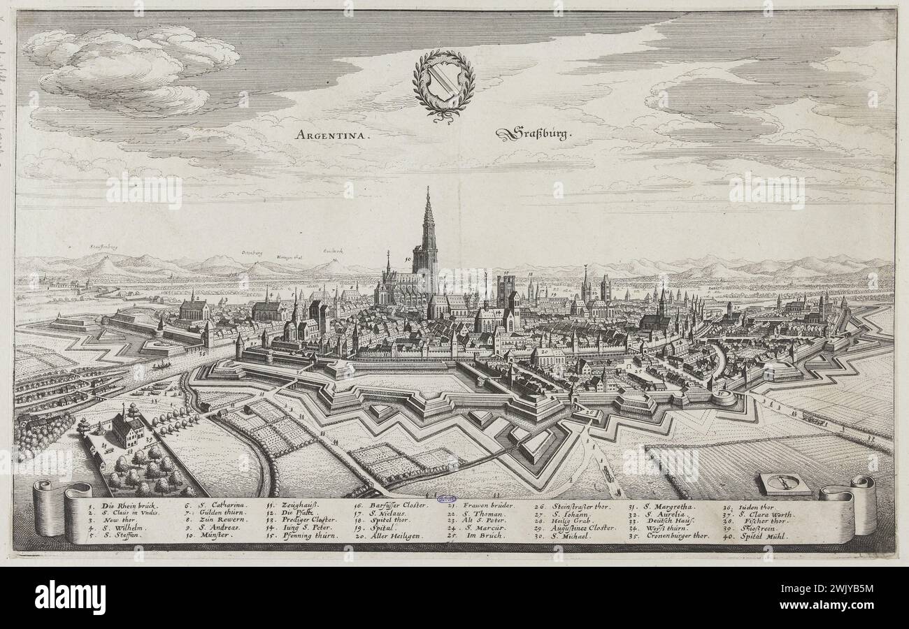 Václav Kragen (1607-1677). 'Blick auf Straßburg'. Ätzen. Museum der Schönen Künste der Stadt Paris, Petit Palais. 112276-22 Ess, XVII. XVII. XVII. 17. Jh., Stich Stockfoto