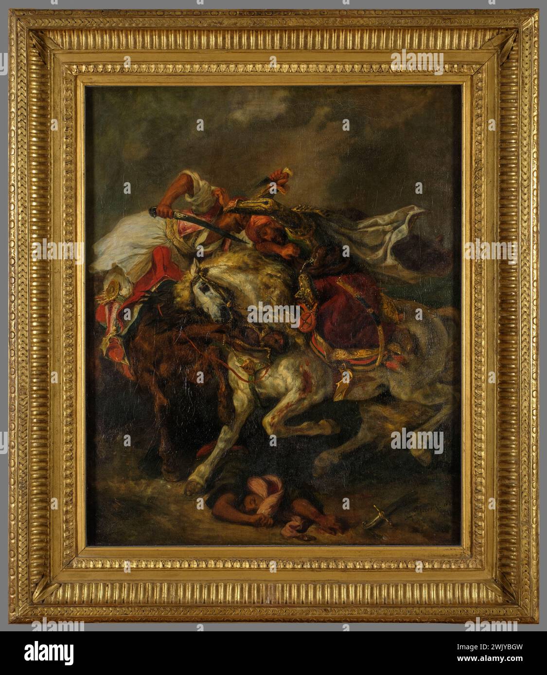 Delacroix, Eugène (Nr. 1798-04-26-D.1863-08-13), Le Combat du Giaour et du Pacha (Haupttitel), 1835. Öl auf Leinwand, unter Glas. Petit Palais, Museum der Schönen Künste der Stadt Paris. Stockfoto