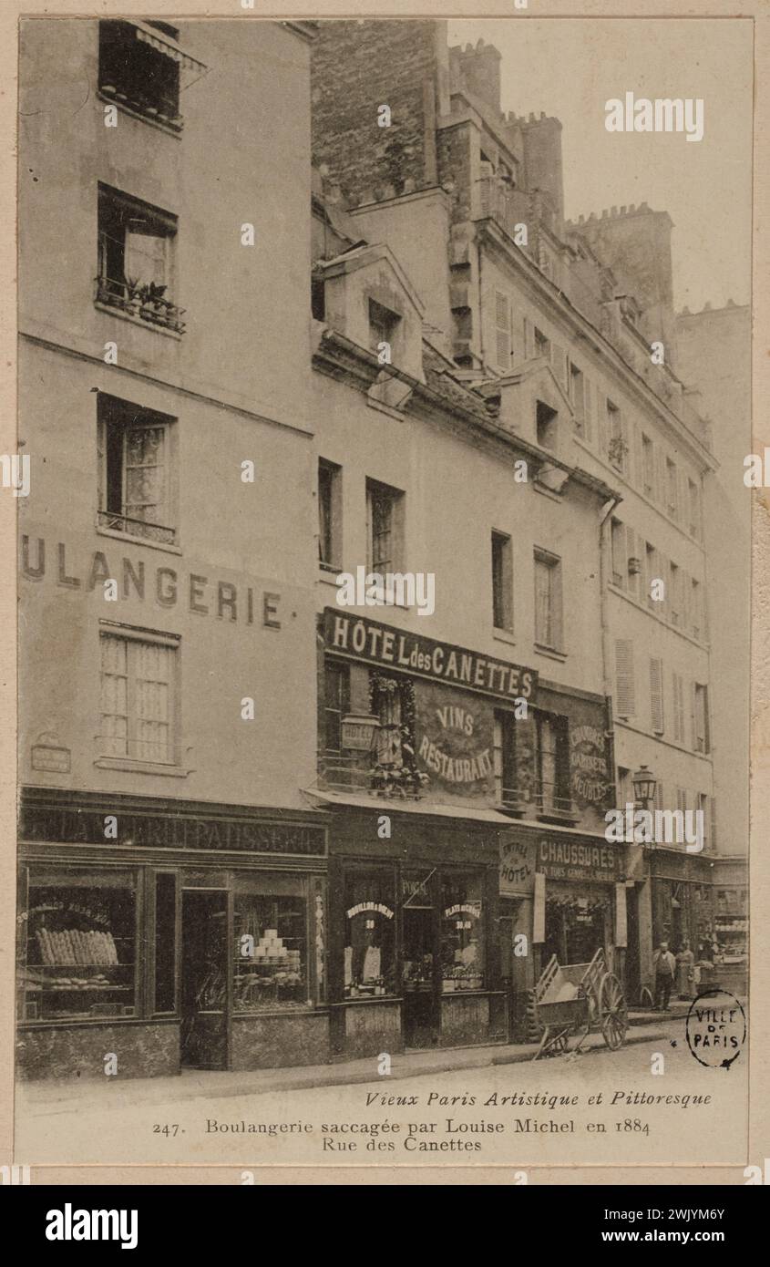 Anonym, 247: Bäckerei von Louise Michel im Jahr 1884 / rue des Canettes (eingetragener Titel). Der photomécanische Prozess. Carnavalet Museum, Geschichte von Paris. Stockfoto
