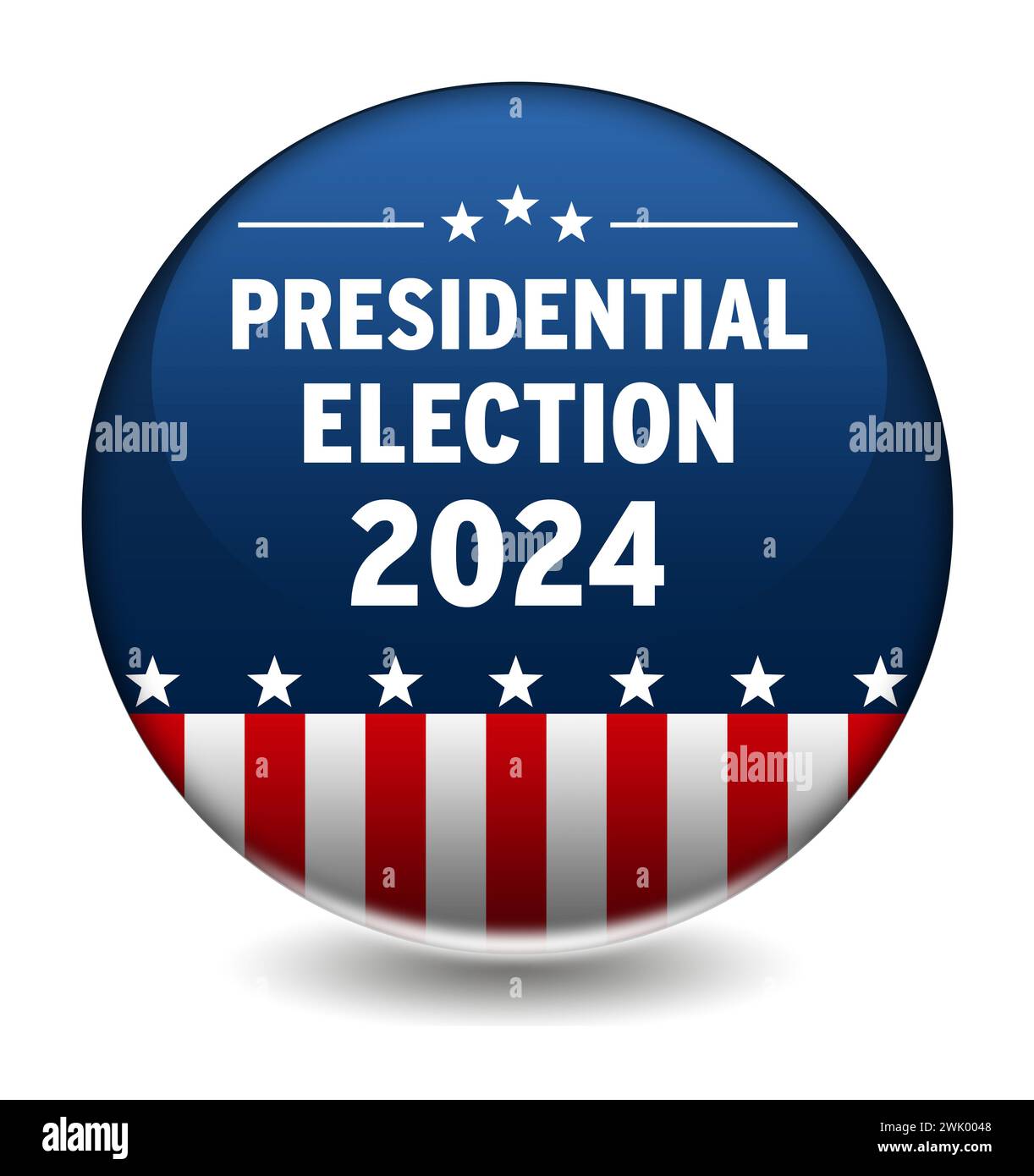 Präsidentschaftswahlen 2024 in den USA - Wahlabzeichen Stockfoto
