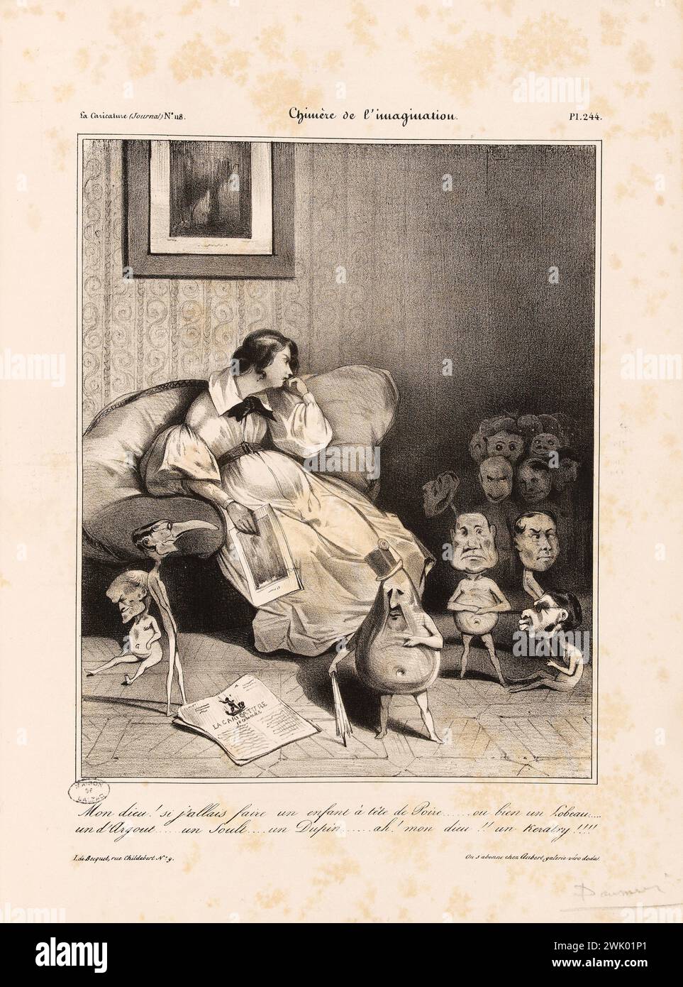 Honoré Daumier (1808-1879). Drücken Sie Karikatur. „Chimera of Imagination“. Platte veröffentlicht in „La caricature“ vom 7. Februar 1833. Lithographie. Paris, Balzac Haus. Presse Karikatur, Zeichnung, Humor, Illustration, Lithographie, Porträtladung, 19. 19. 19. 19. 19. 19. 19. 19 19. Jahrhundert, Karikatur Stockfoto