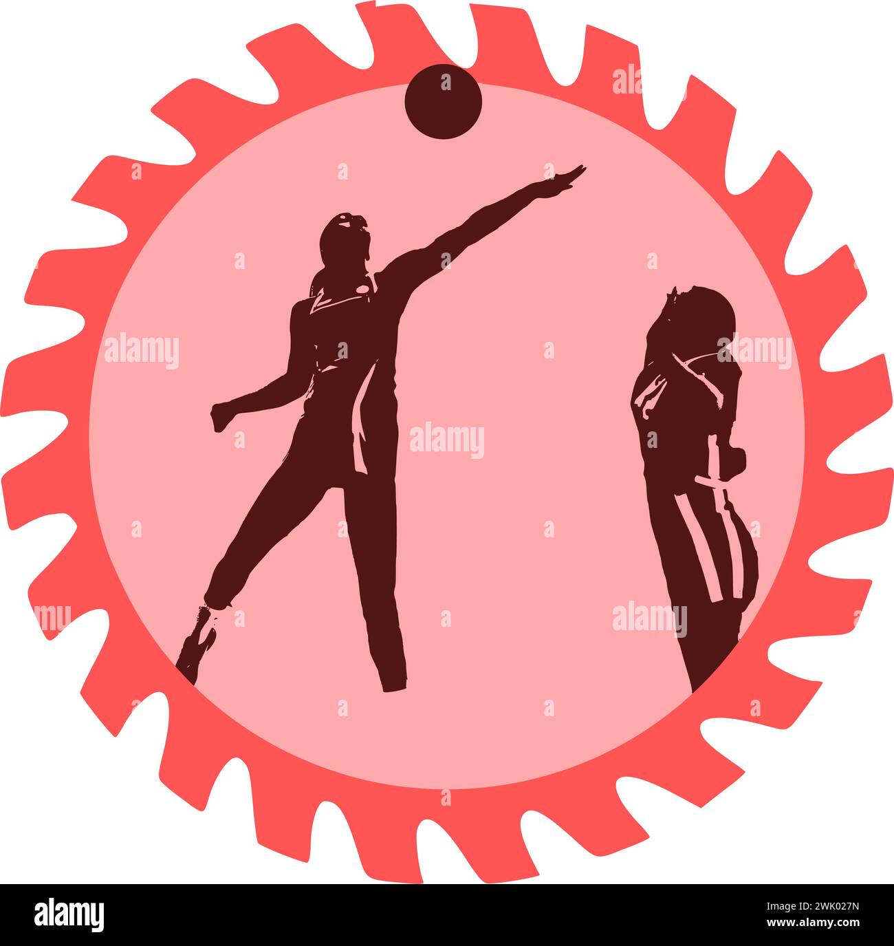 Entdecken Sie fesselnde Vektorbilder, die das Wesen von Netball einfangen, einer dynamischen Sportart, die hauptsächlich von Frauen gespielt wird. Diese Abbildungen zeigen das A Stock Vektor