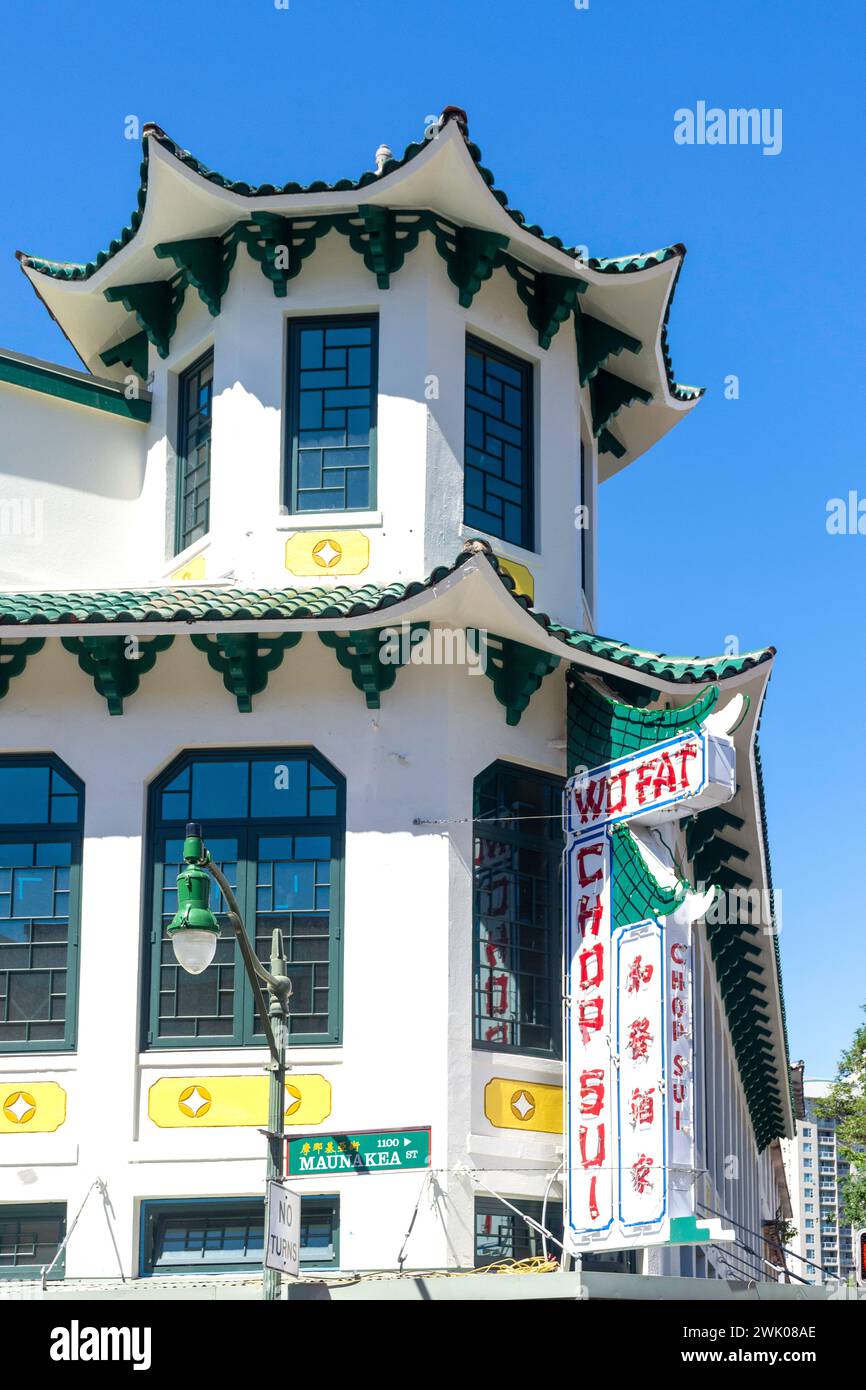 Wo Fat Chop Suey Restaurant, Maunakea Street, Chinatown, Honolulu, Oahu, Hawaii, Vereinigte Staaten von Amerika Stockfoto