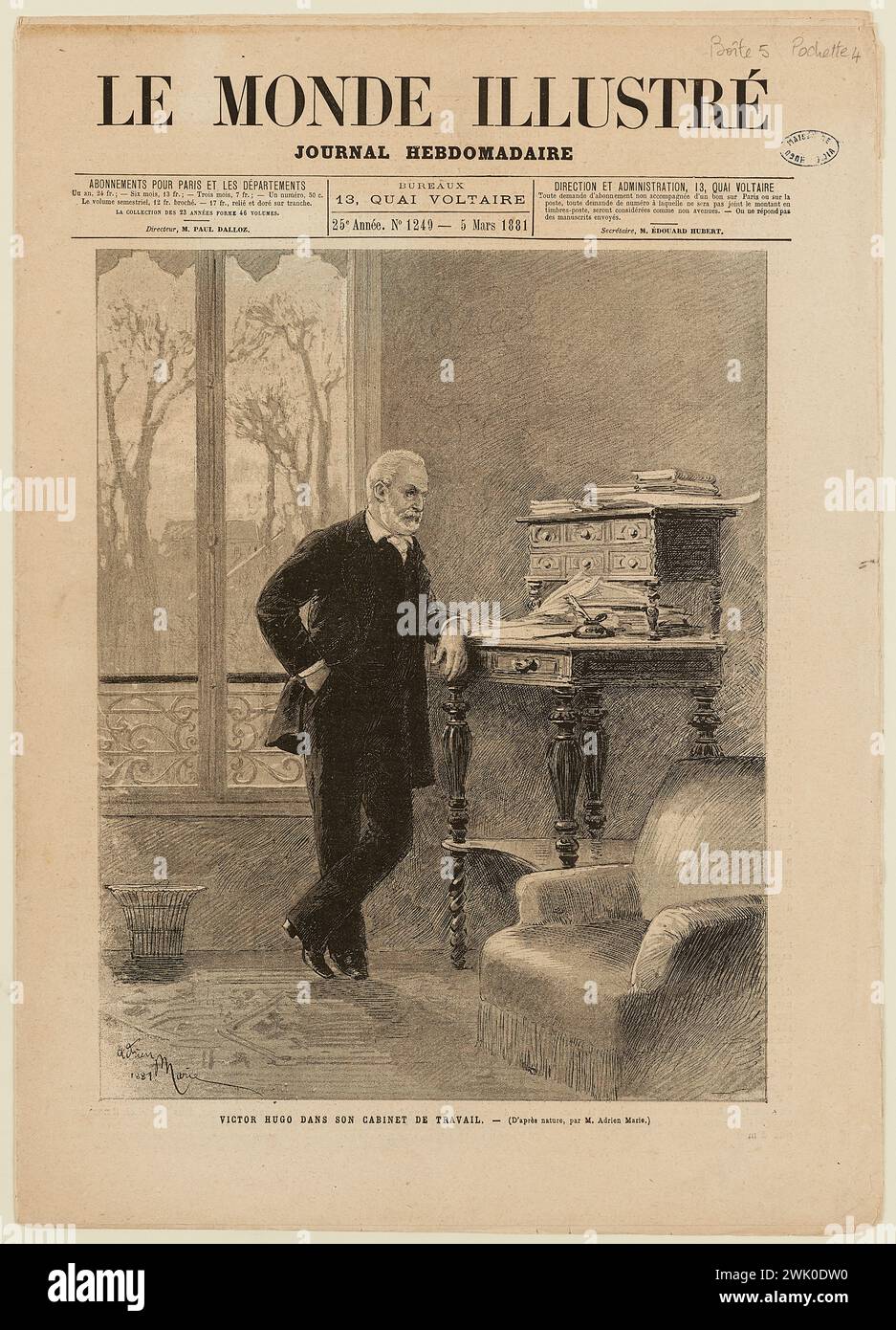 Méaulle, Fortuné Louis (Nr. 1844-04-11-D.1901), Le Monde Illustré, 25. Jahr, Nr. 1249, 5. März 1881 (Dummy-Titel), 1881. Maisons de Victor Hugo Paris-Guernsey. Stockfoto