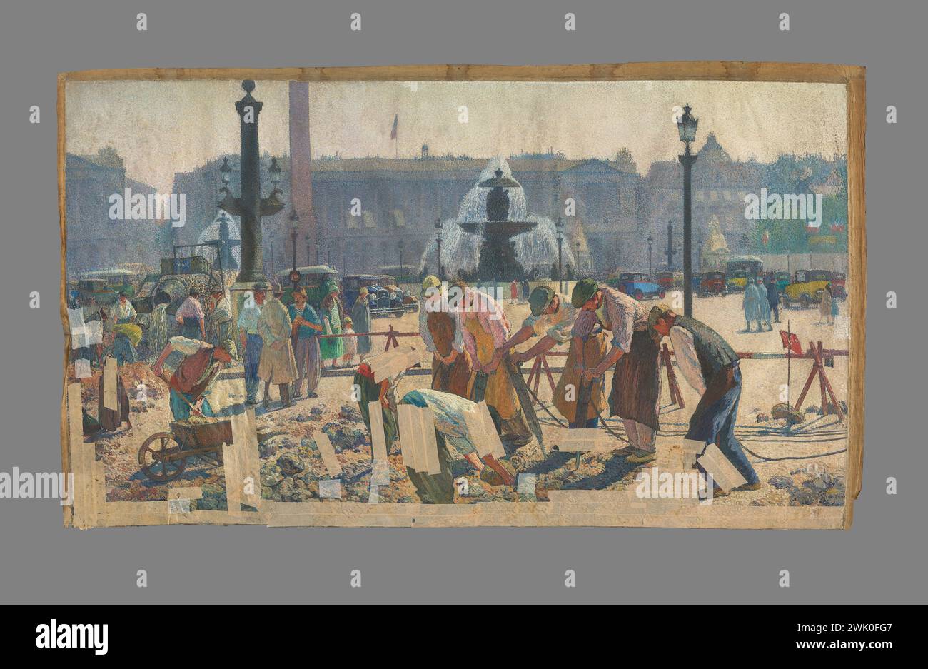 Martin, Henri (N.1860-08-05-D.1943-11-12), Terrassiers, Place de la Concorde (Haupttitel), 1928. Öl auf Leinwand. Petit Palais, Museum der Schönen Künste der Stadt Paris. Stockfoto