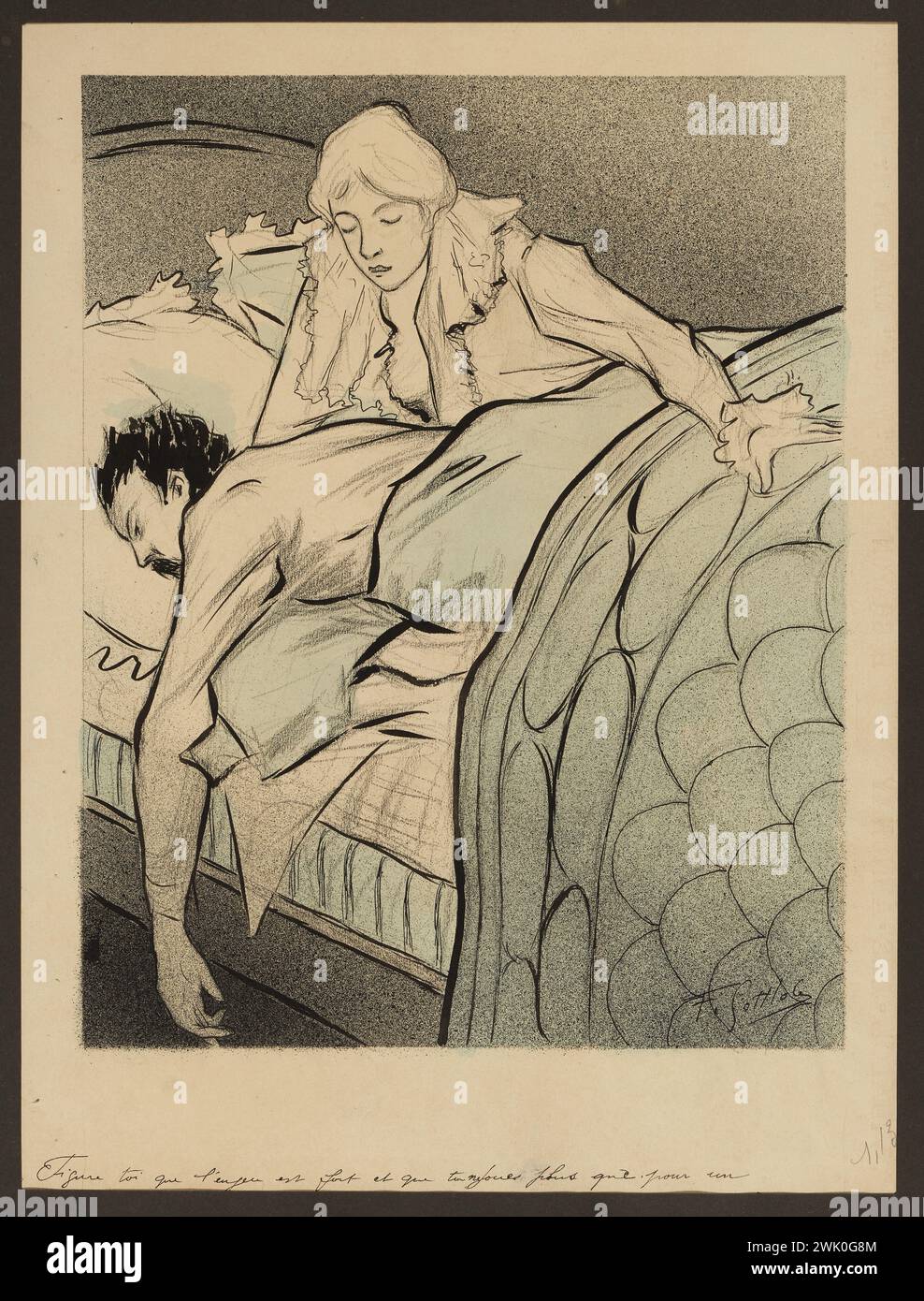 Gottlob, Fernand-Louis (Nr. 1873-02-23-D.1935-11-10), scheint, dass der Einsatz stark ist und man nur um einen spielt (Titel vom Autor). Schwarzer Stein. Blaues Aquarell und schwarze Tinte auf Papier. Petit Palais, Museum der Schönen Künste der Stadt Paris. Stockfoto