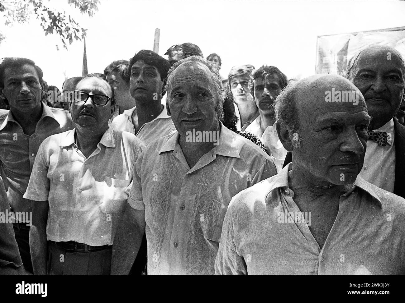 Der argentinische gewerkschaftsführer Lorenzo Miguel (links) und der argentinische Politiker Vicente Solano Lima während des Treffens der Cámpora-Solano Lima Ticket Proklamation in San Antonio de Areco, Buenos Aires, im Zusammenhang mit den Parlamentswahlen im März 1973 in Argentian am 22. Januar 1973. Stockfoto