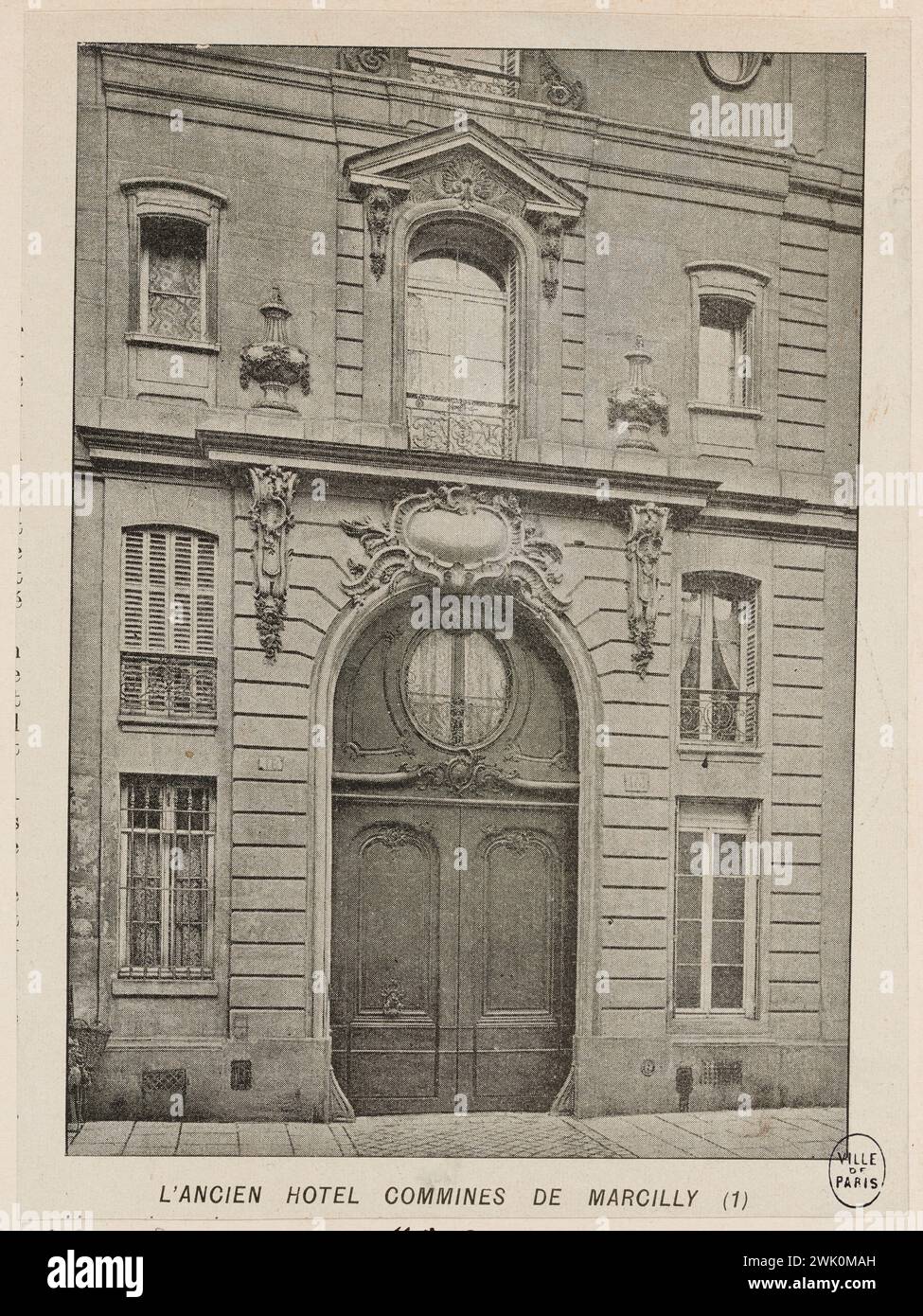 Anonym, das ehemalige Hotel Commines de Marcilly (1) / Nr. 18 / Le Monde illustriert 28. Januar 1908 (eingetragener Titel (Brief)), 1908. Der photomekanische Prozess. Carnavalet Museum, Geschichte von Paris. Stockfoto