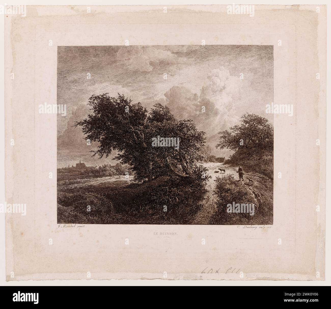 Daubigny, Charles Francois (Nr. 1817-01-15-D.1878-02-19), der Buisson nach Ruisdael (Haupttitel), 1855. Eau-Tie und Aquatin auf Pergament. Petit Palais, Museum der Schönen Künste der Stadt Paris. Stockfoto