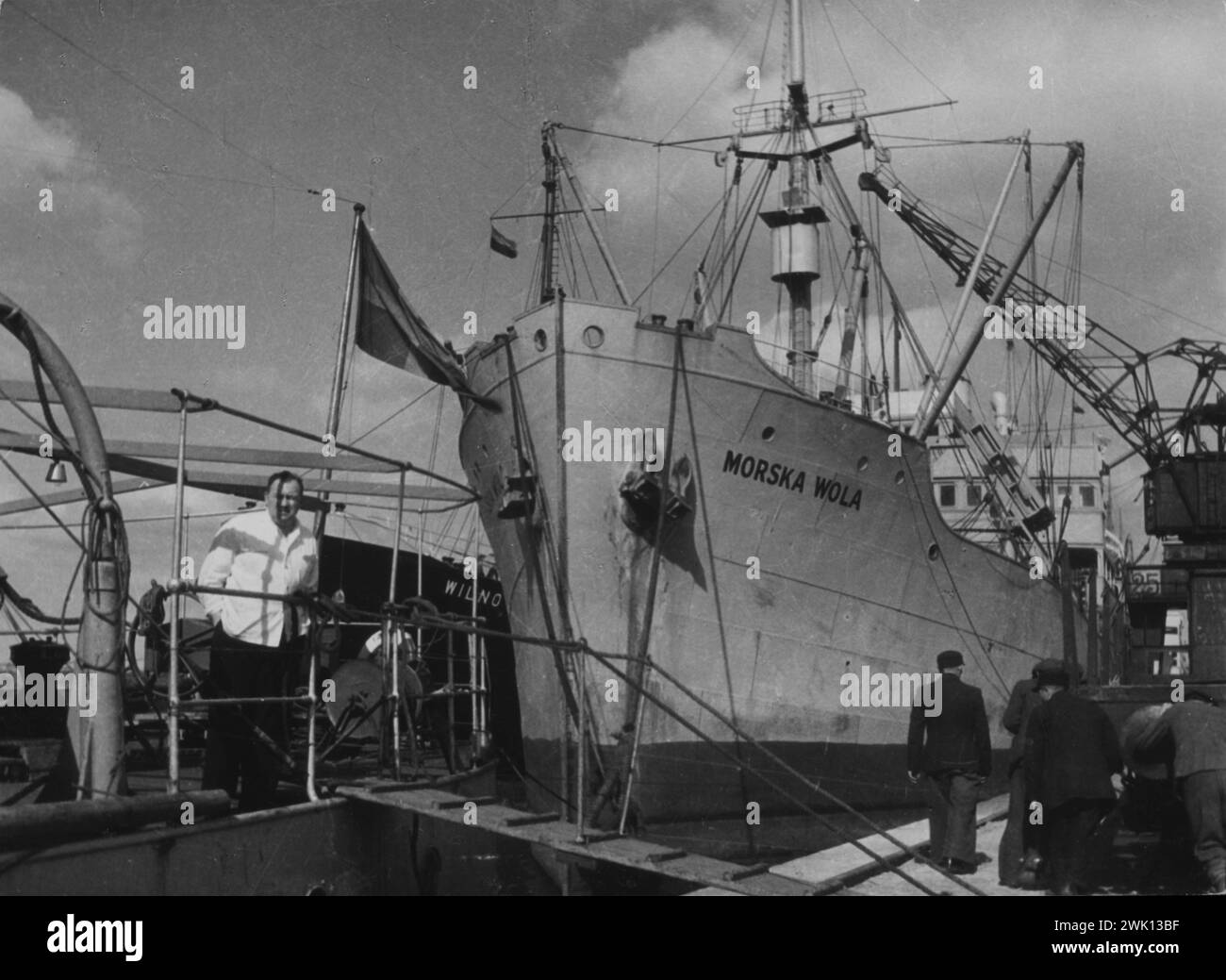 Gdańsk, Polen . Anschluss. Es zeigt das Frachtschiff "Wola Morska". 1945 Stockfoto