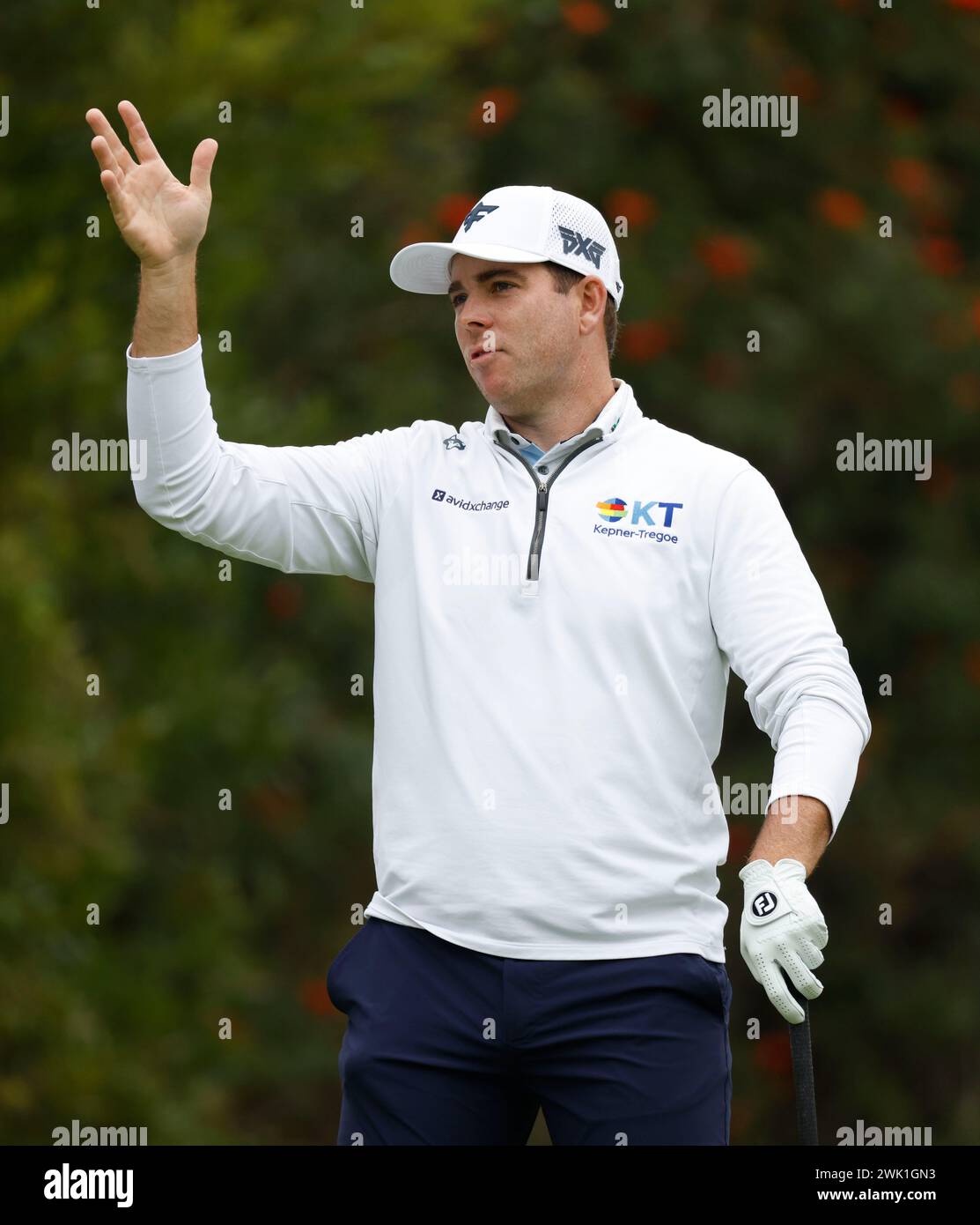 17. Februar 2024 Luke List während der dritten Runde des Genesis Invitational im Riviera Country Club in Pacific Palisades, CA. Charles Baus/CSM Stockfoto