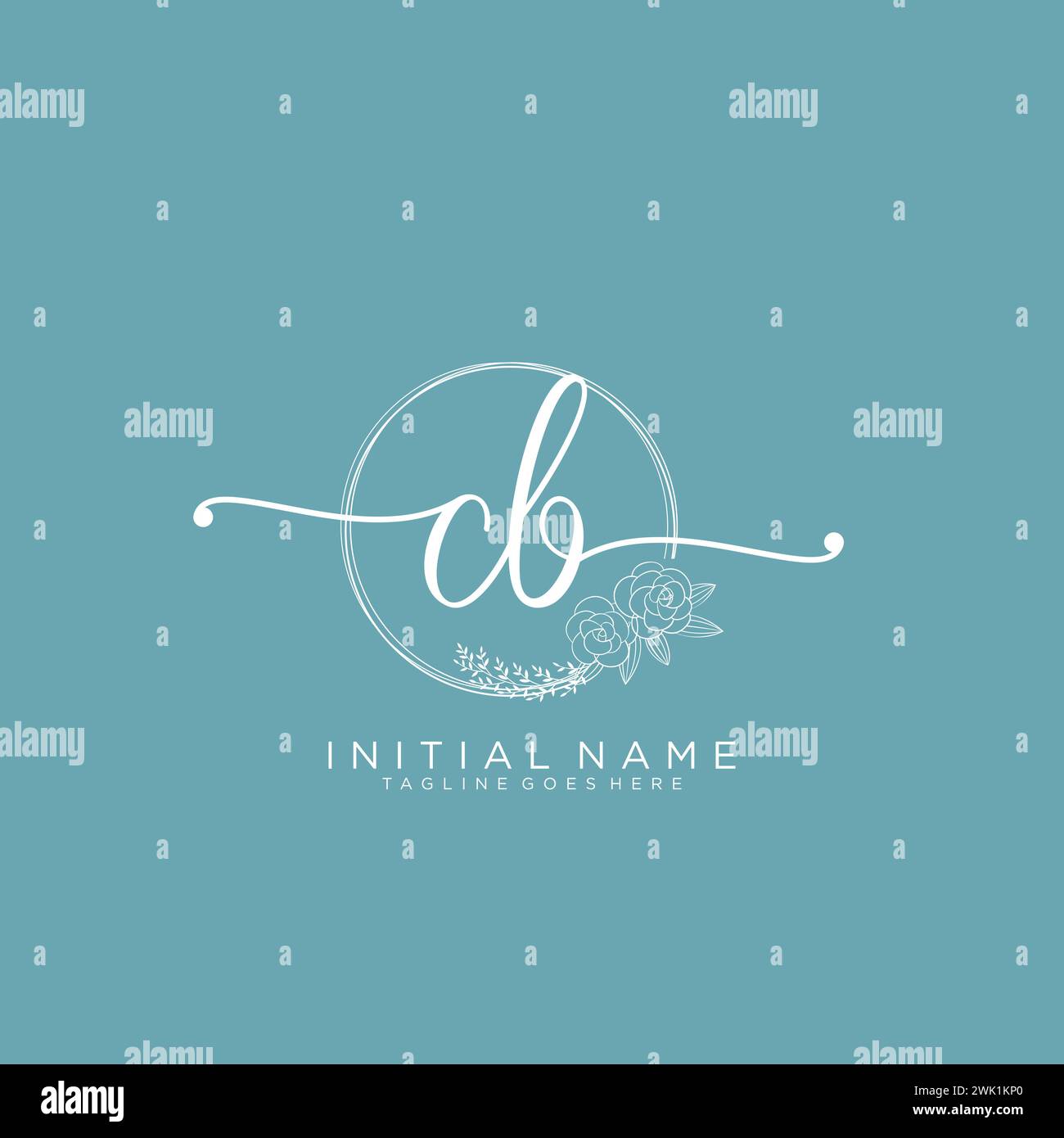CB Initial Handschriftenlogo mit Kreis Stock Vektor