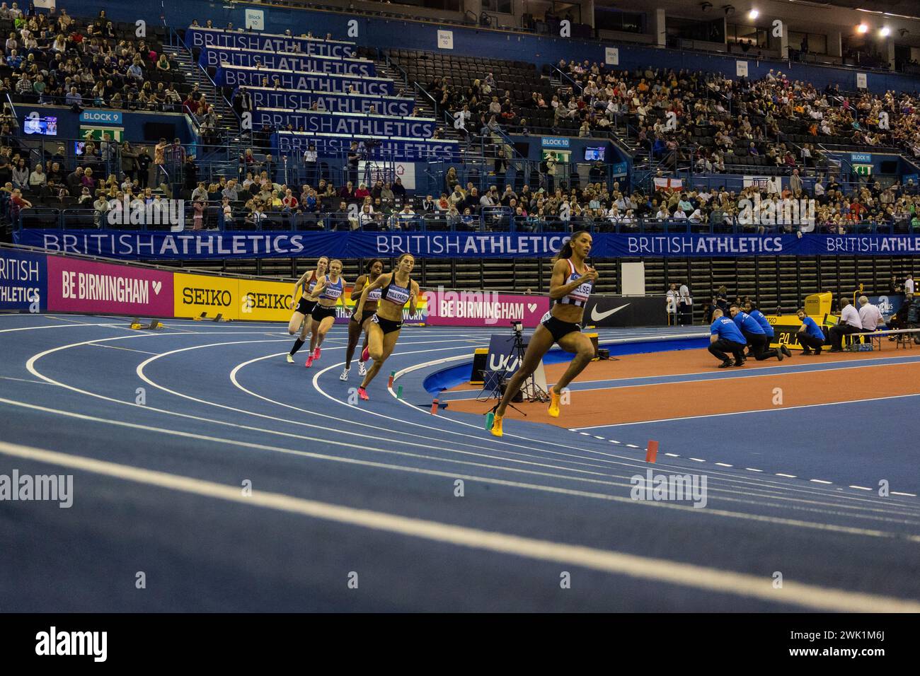 Birmingham, 17. Februar 2024, 400m Women Heats in der Utility Arena Birmingham, Credit: Aaron Badkin/Alamy Live News Stockfoto