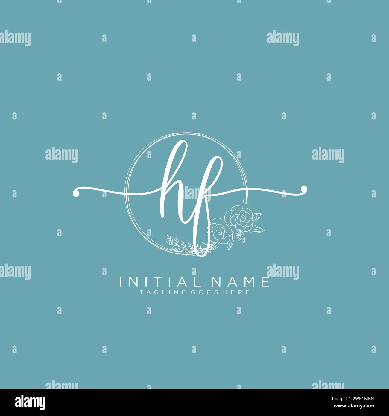 HF Initial Handschriftenlogo mit Kreis Stock Vektor