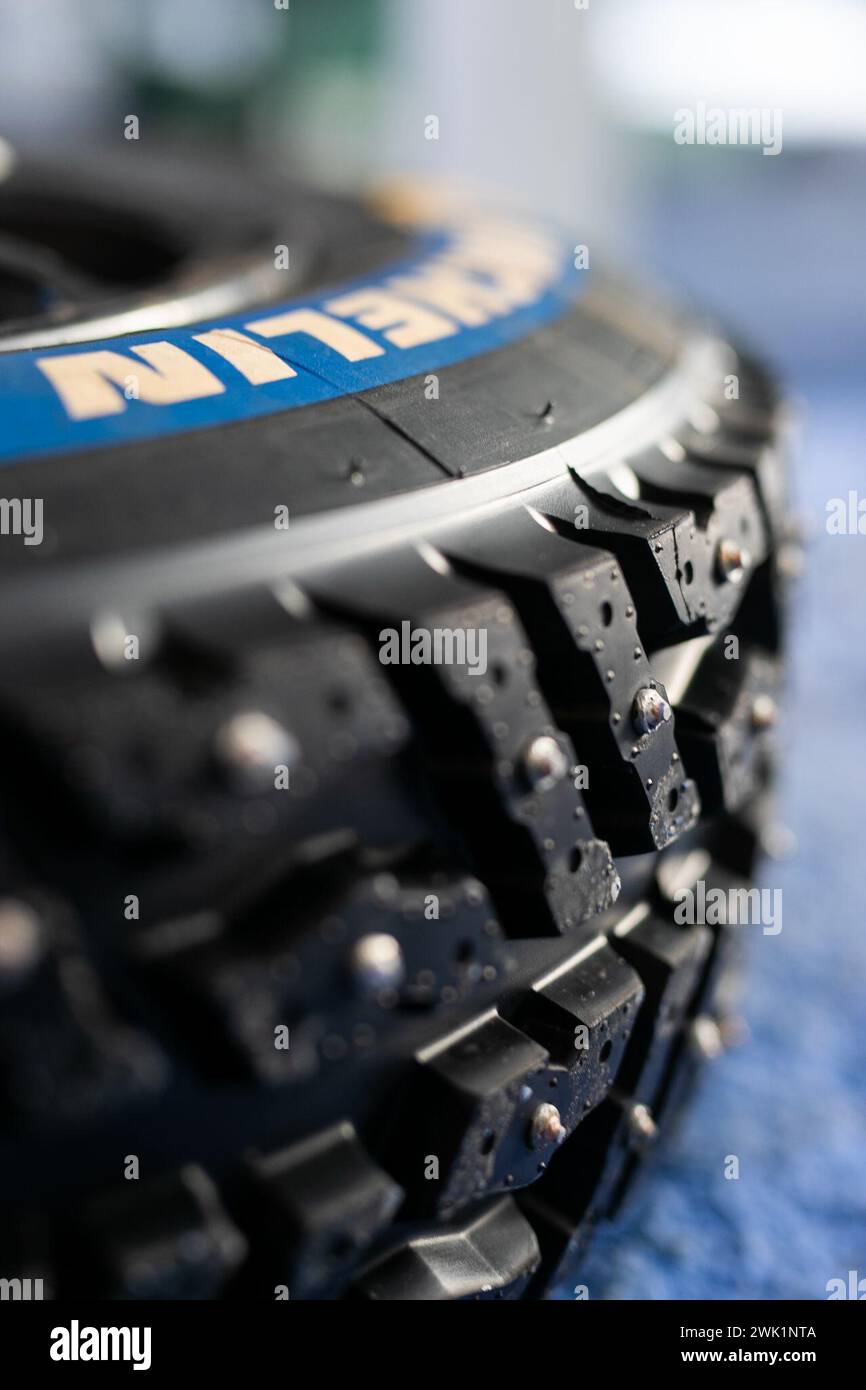 Encamp, Andorre. Februar 2024. Reifen, pneu, michelin bei der Clio Ice Trophy 2024 – GSeries G4 auf dem Circuit Andorra – Pas de la Casa, am 17. Februar 2024 in Encamp, Andorra – Foto: Damien Doumergue/DPPI Credit: DPPI Media/Alamy Live News Stockfoto