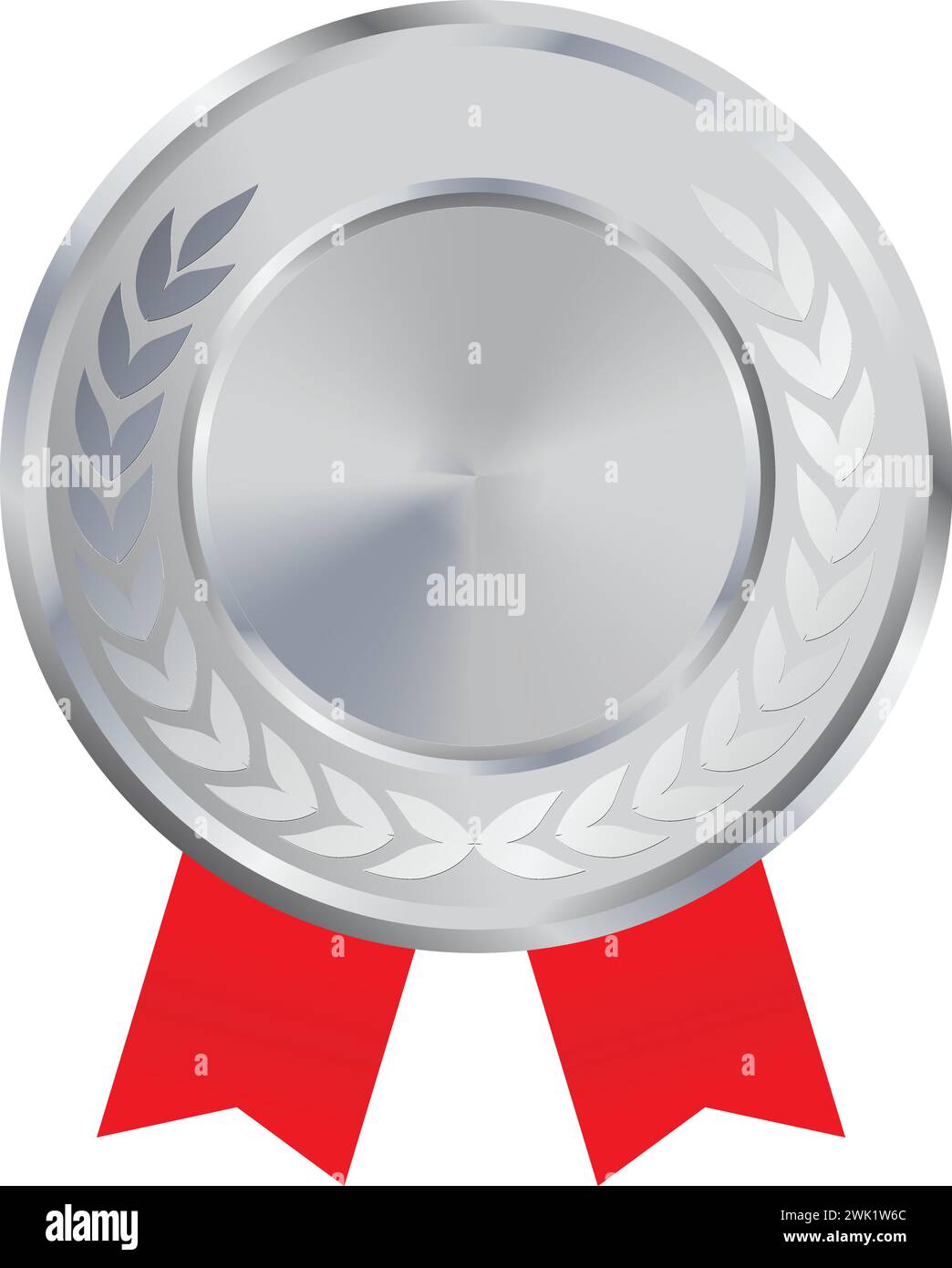 Realistischer blank Silver Medal Vektor, blank Silver Award mit Band, Preis, Silver Challenge Award, blank Medal Award Gewinner, Trophäe, Silbermünze winn Stock Vektor