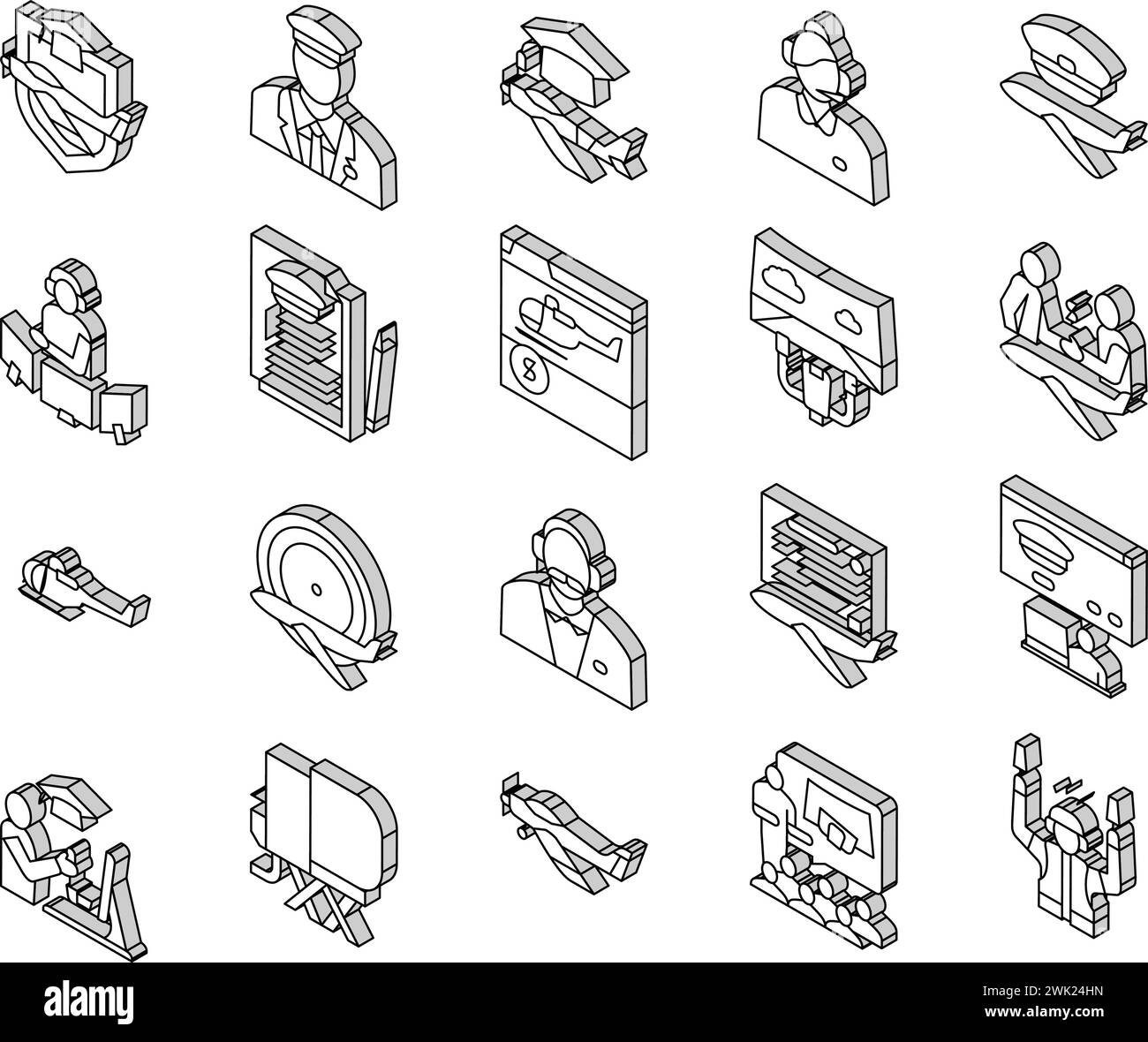 Flight School Educate Collection isometrische Symbole setzen Vektor Stock Vektor