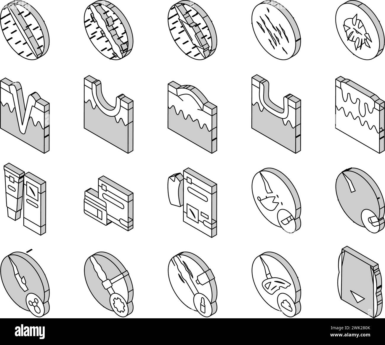Isometrische Symbole für Narben nach Trauma oder Operation setzen den Vektor Stock Vektor