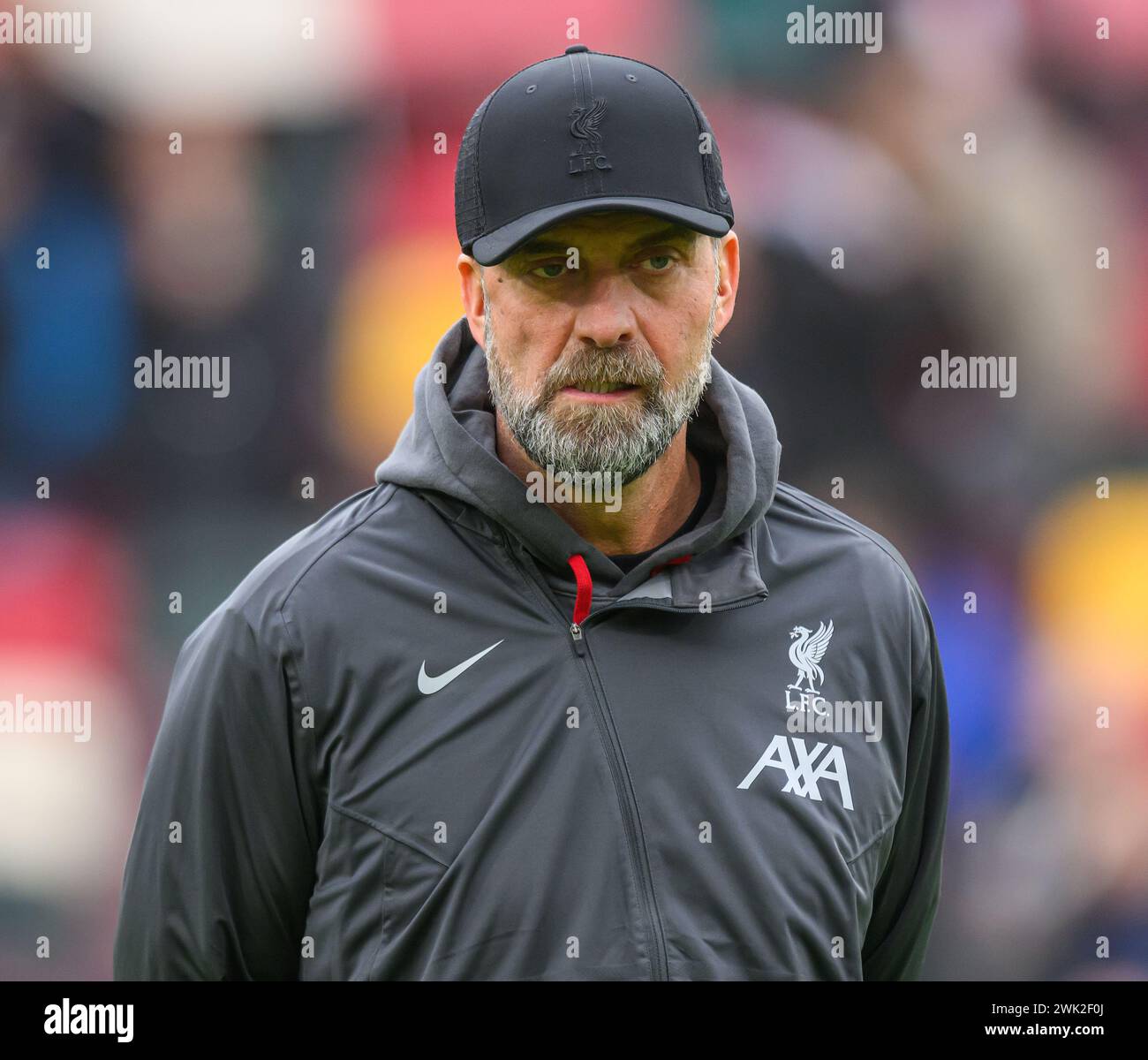 London, Großbritannien. Februar 2024 - Brentford gegen Liverpool - Premier League - GTECH Community Stadium. Liverpool Manager Jurgen Klopp. Bildnachweis: Mark Pain / Alamy Live News Stockfoto