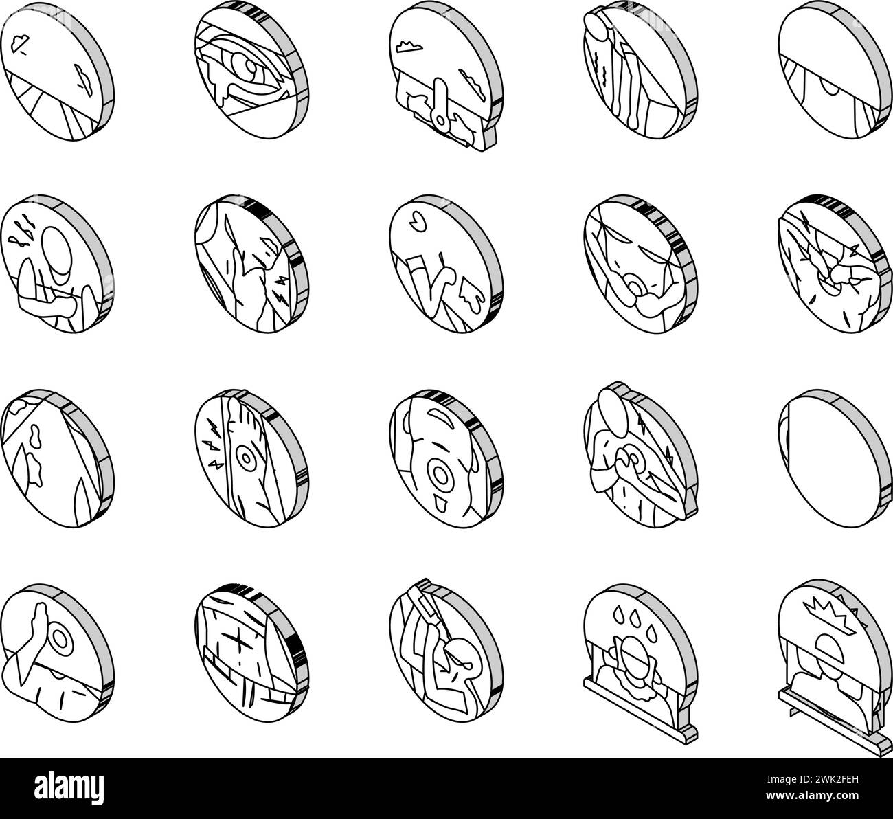 Krankheit Gesundheit Herz isometrische Symbole setzen Vektor Stock Vektor