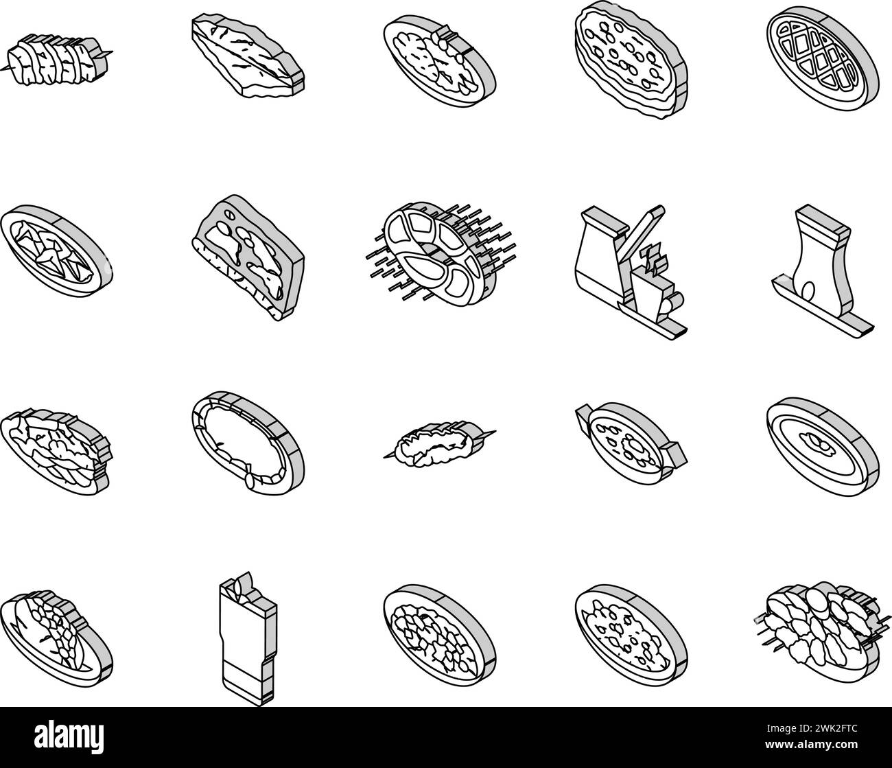 türkische Küche Essen Essen isometrische Symbole setzen Vektor Stock Vektor