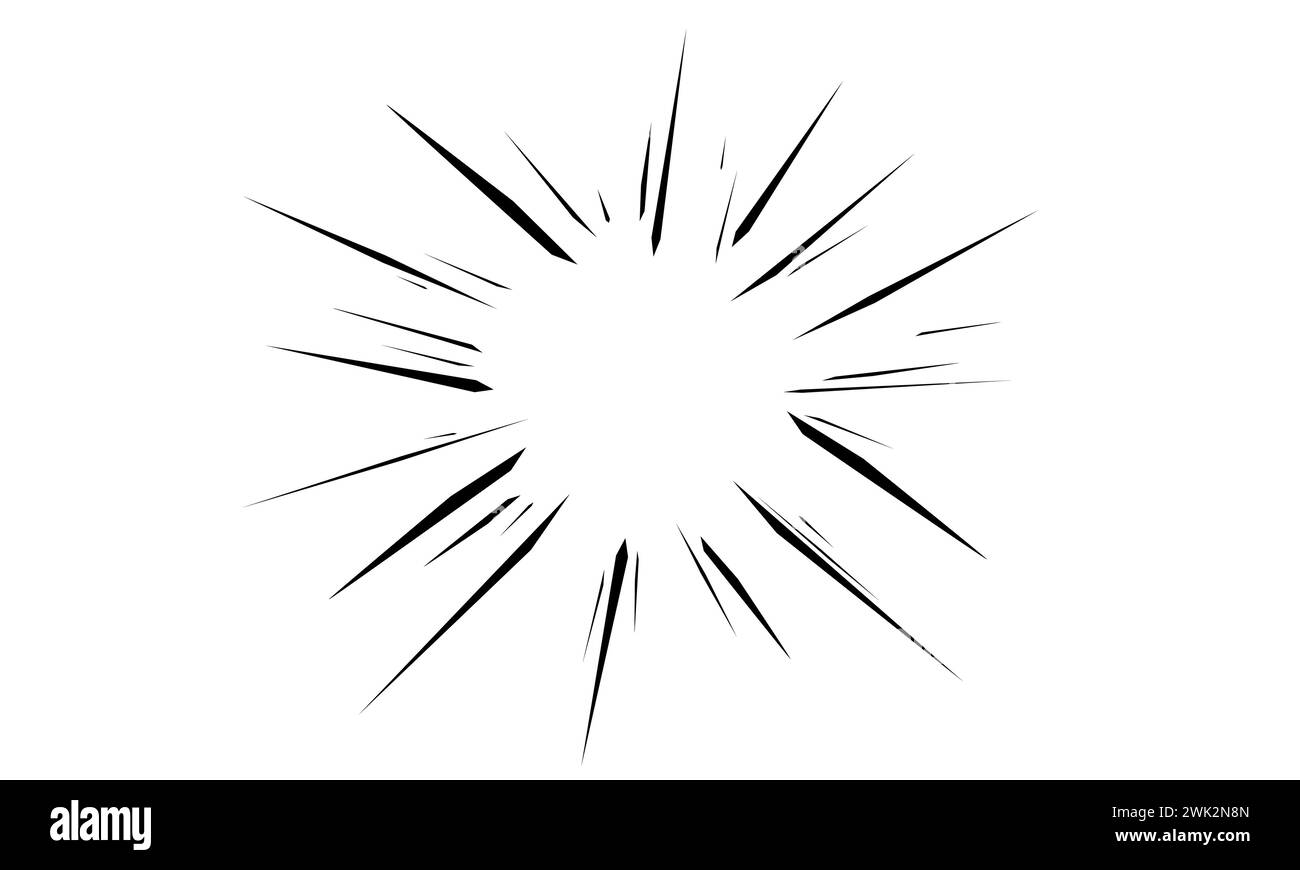 Manga-Comic-Action-Speed-Effekt. Abstrakte Zeichentrickfilm-Flash-Explosionslinien-Elementvorlage Stock Vektor