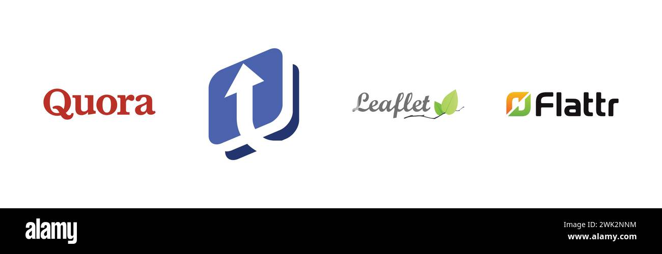 Leafjet, Flattr, Quora, Lift, beliebte Logo-Kollektion. Stock Vektor