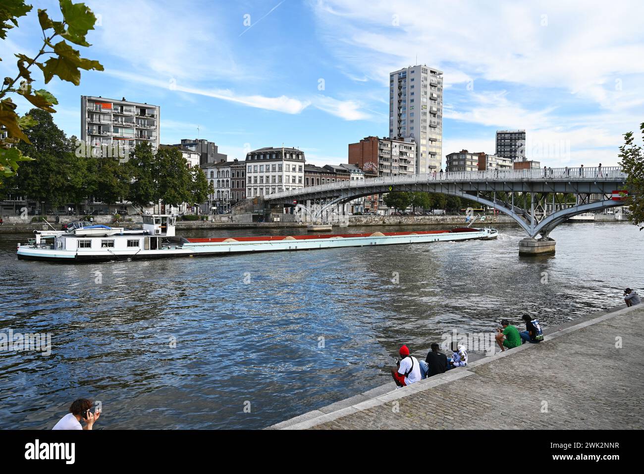 Flussboot für Massenguttransporte auf der Maas Stockfoto