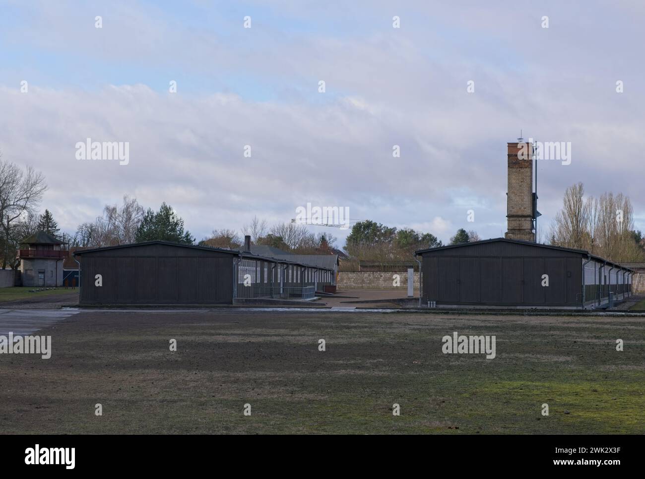 Oranienburg, Deutschland - 31. Januar 2024: KZ Sachsenhausen. Mehr als 200000 Gefangene wurden hier während des Zweiten Weltkriegs festgehalten. Tausende starben während der Stockfoto