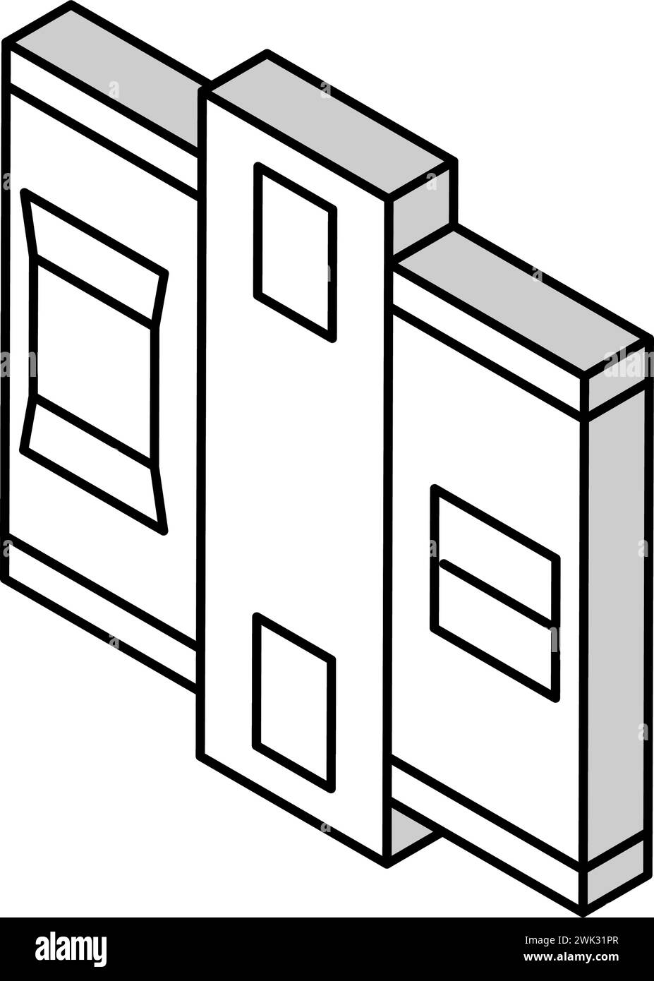 Maschine für geschlossene Boxen isometrische Symbolvektorillustration Stock Vektor