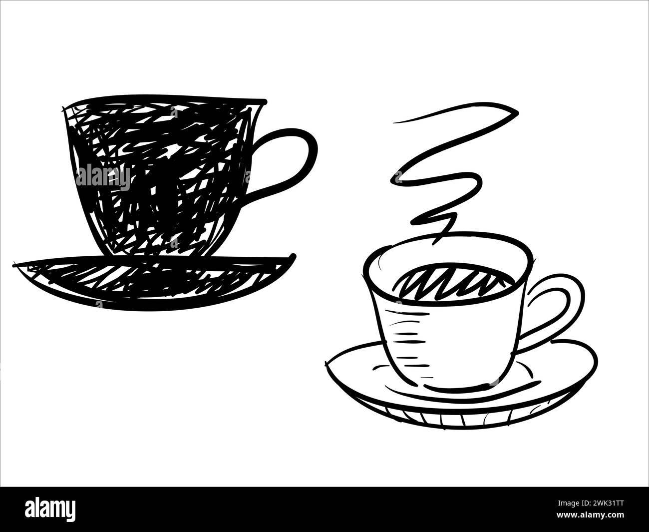 Kunst Illustration Hand zeichnen Vektor Symbol der schwarzen Tasse Kaffee Stock Vektor