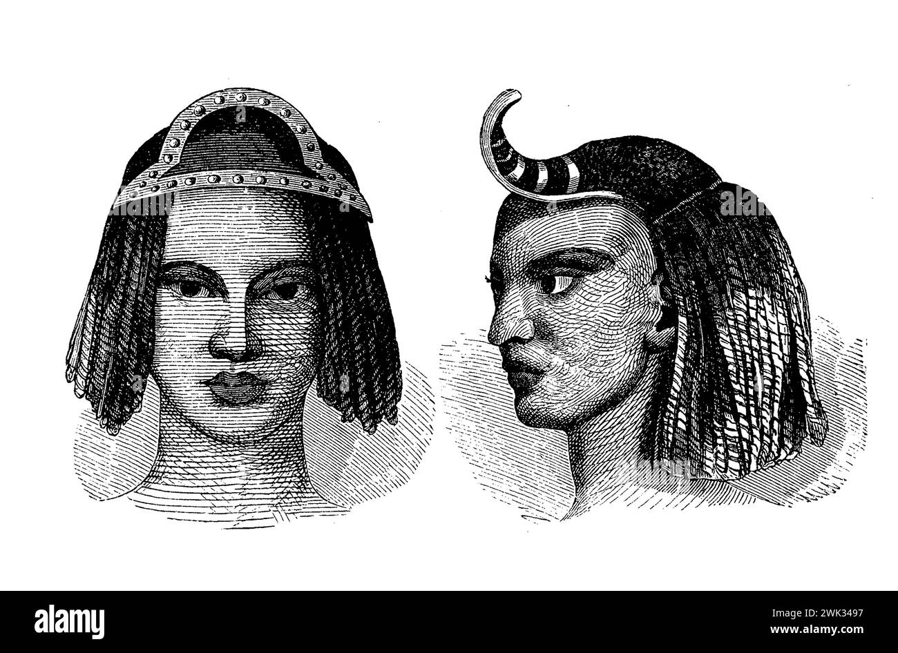 Afrikanische Frauen aus Luanda, Angola mit aufwendigen Frisuren, Illustration aus dem 19. Jahrhundert Stockfoto