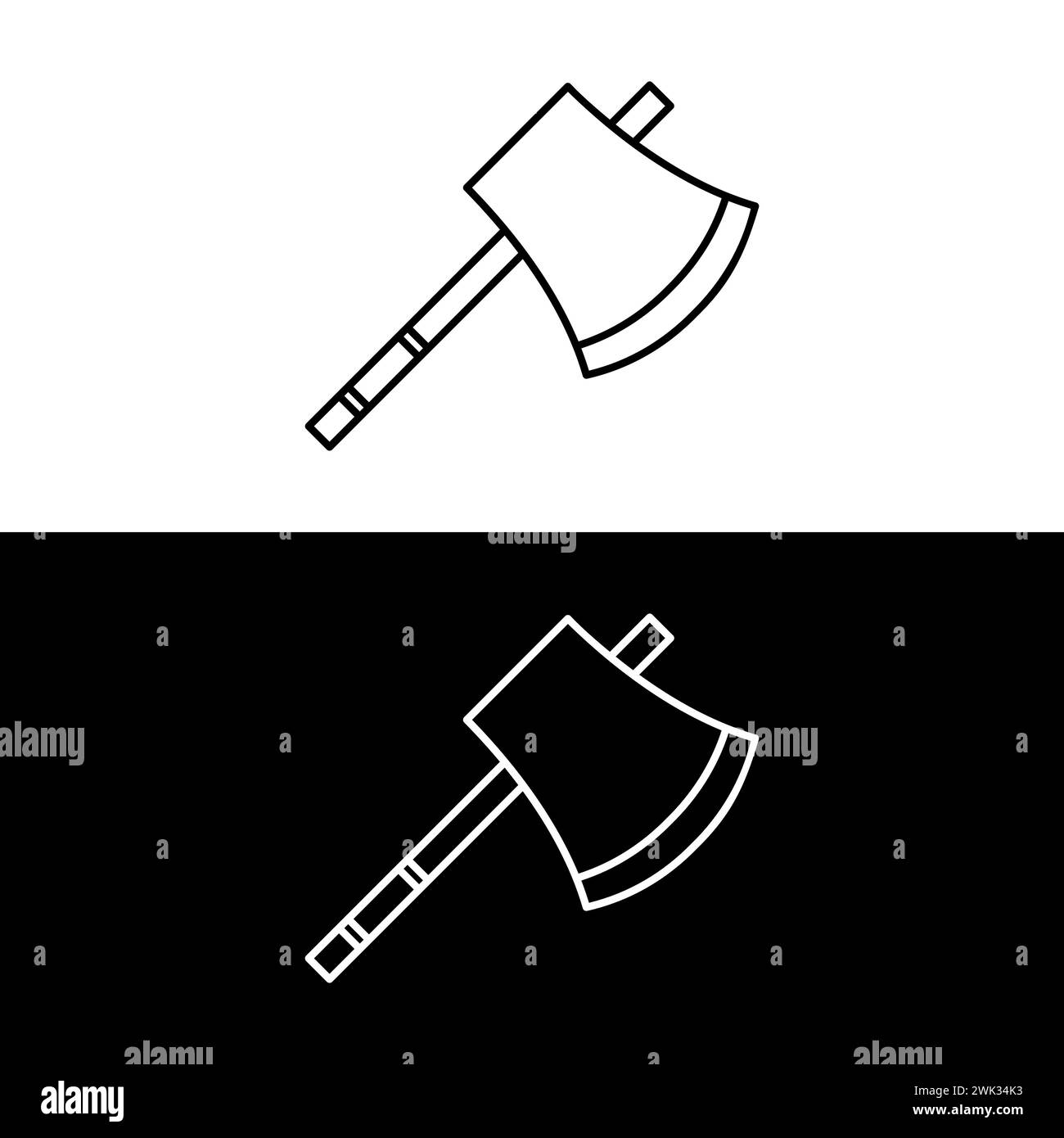 Axtliniensymbol, Umrissvektorzeichen, lineares Piktogramm isoliert auf weiß. Symbol, Logo-Abbildung. Bearbeitbare Kontur. Pixelperfekte Vektorgrafik Stock Vektor