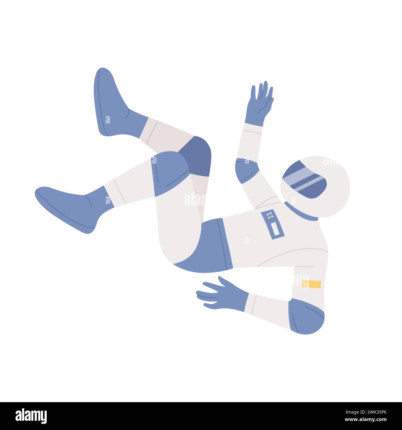 Ein Astronaut, der im Weltraum schwimmt. Kosmonaut fliegt in der Luft-Cartoon-Vektor-Illustration Stock Vektor