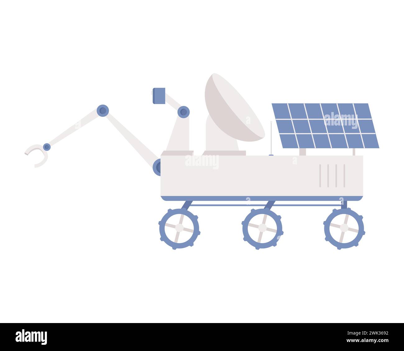 Moon rover für die Oberflächenforschung. Astronomische Entdeckung, Weltraumforschung Cartoon Vektor Illustration Stock Vektor