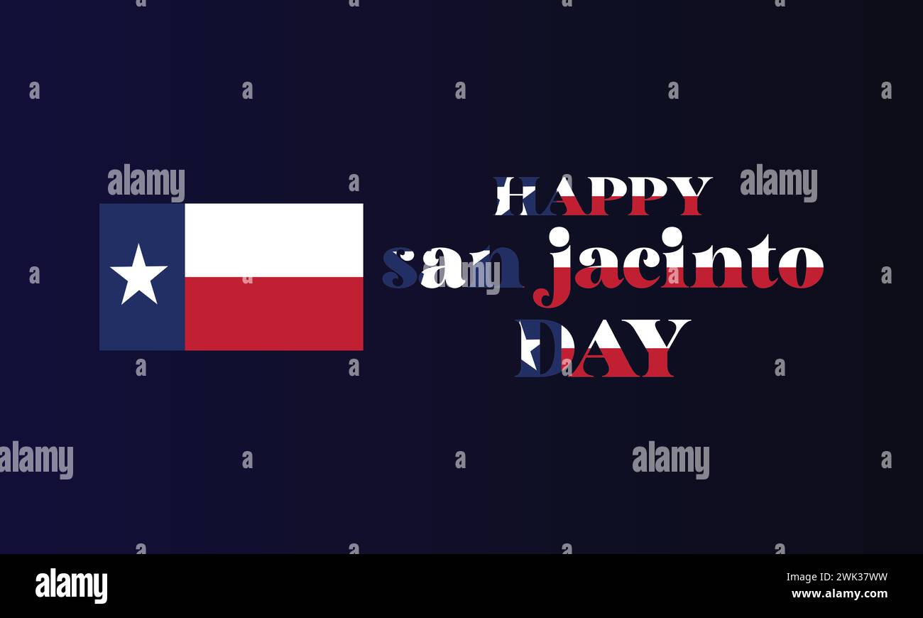 Happy San Jacinto Day stilvoller Text mit Flaggenillustration Stock Vektor