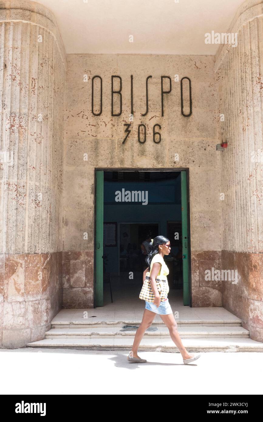 Hauseingang in der Obispo Street in Old Havana.House Stockfoto