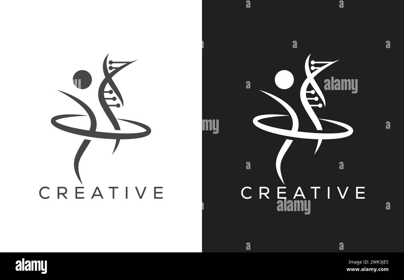 Minimal People dna-Vektor-Logo. Logo. Genetisches und menschliches Logo Stock Vektor