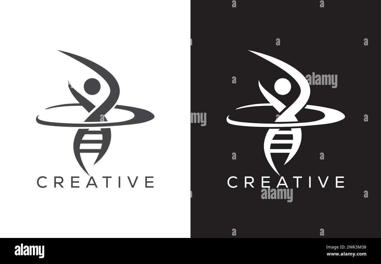 Minimal People dna-Vektor-Logo. Logo. Genetisches und menschliches Logo Stock Vektor
