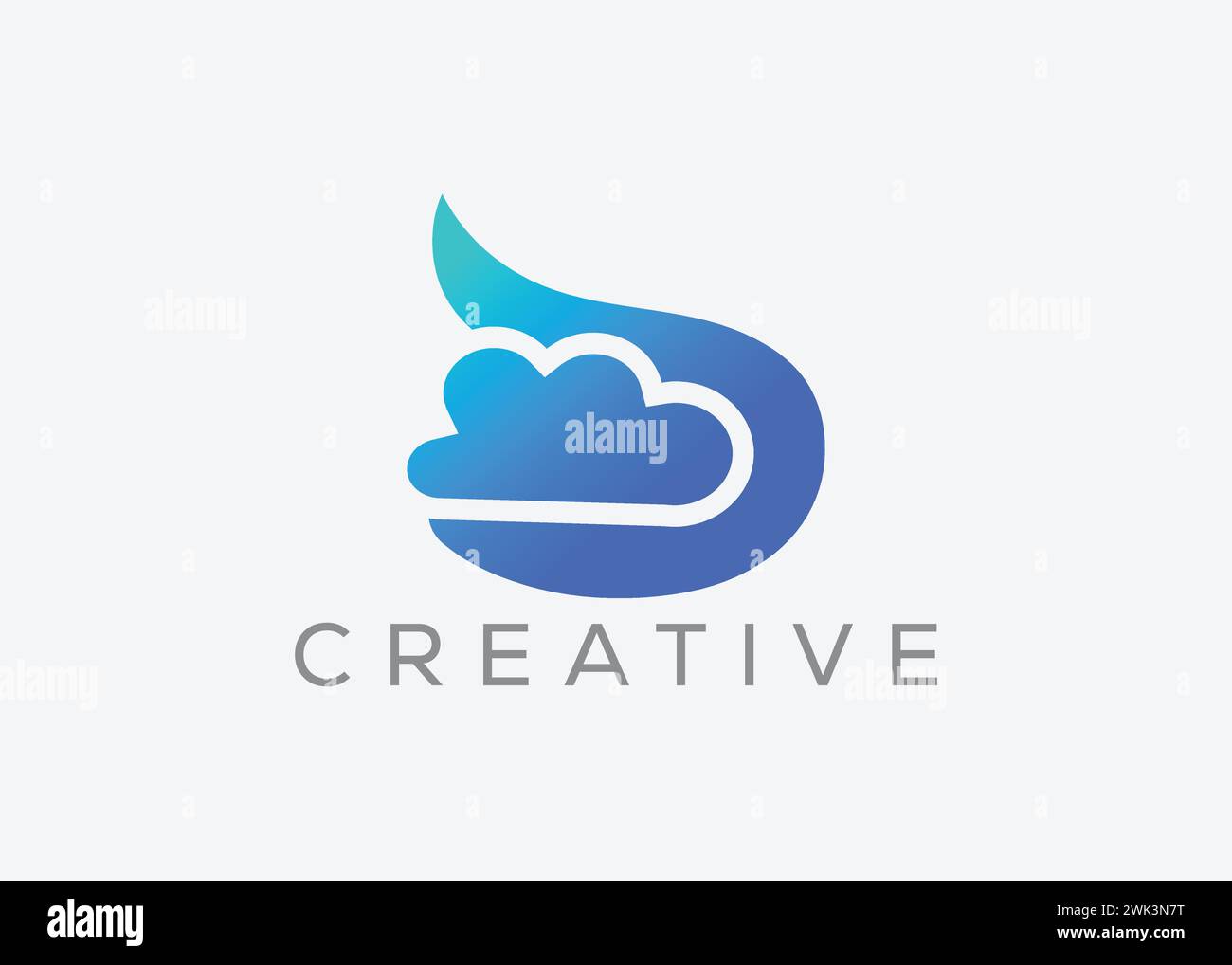 Designvorlage für Creative and Minimal Cloud Vector Logo. Cloud-Logo Stock Vektor