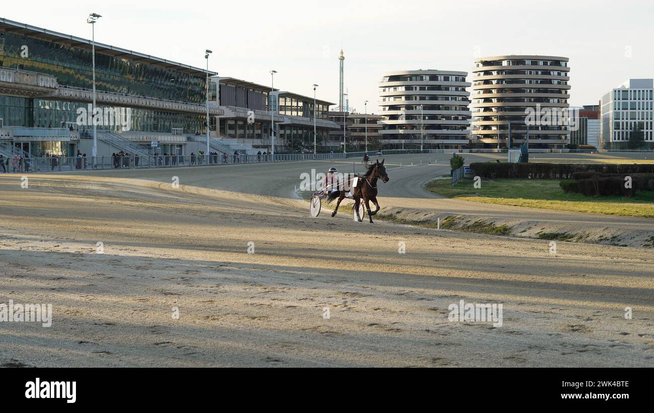 Trabrennpark Krieau - PMU Renntag der Champions 18.02.2024 Stockfoto