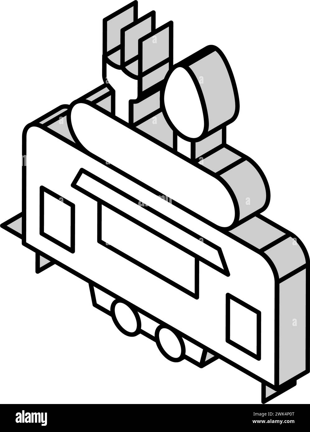 Isometrische Ikonen-Vektorillustration für Street Food Trailer Stock Vektor