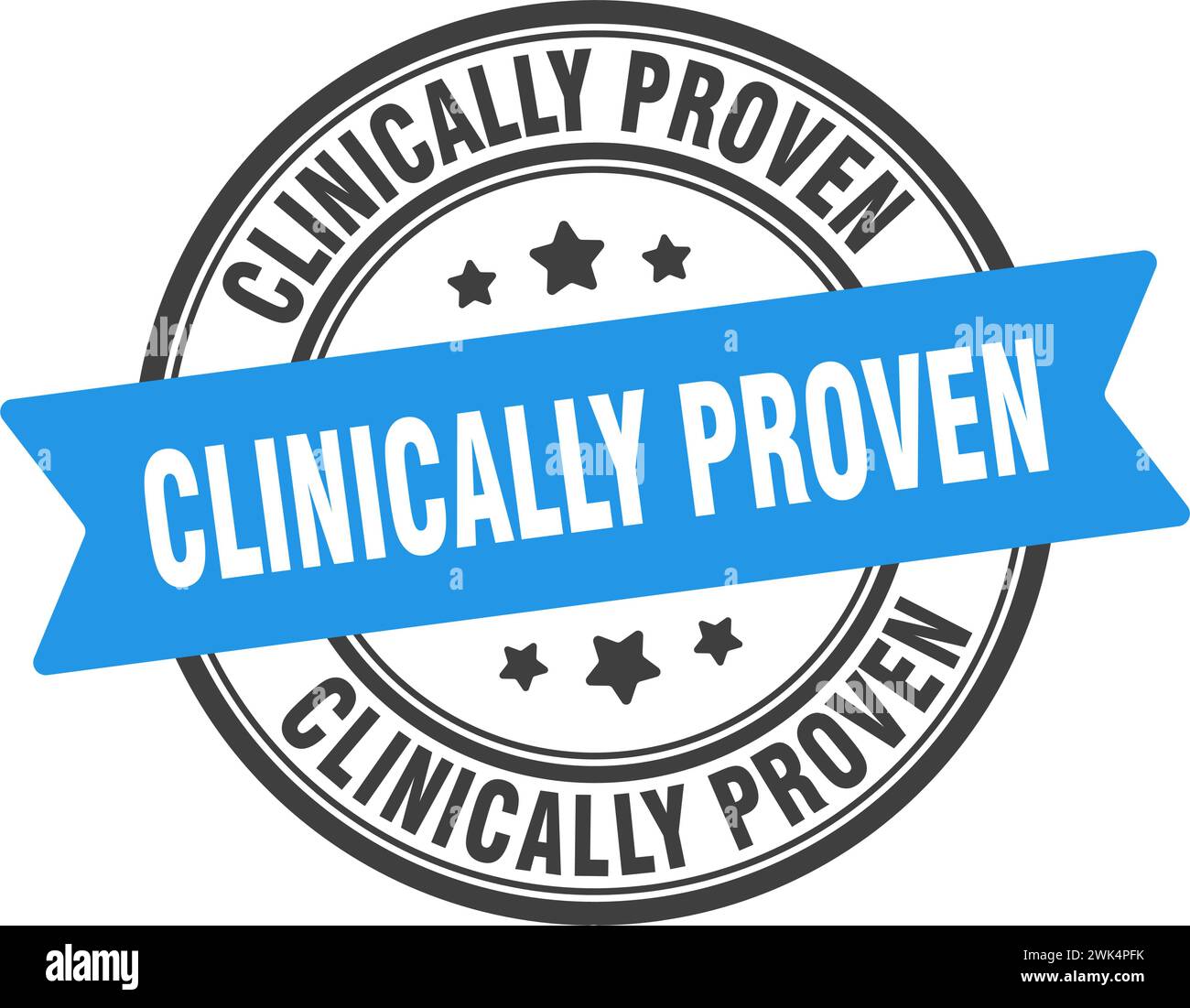 Klinisch bewährter Stempel. Klinisch nachgewiesenes Rundzeichen. Etikett auf transparentem Hintergrund Stock Vektor