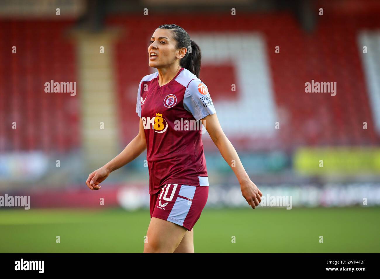 London, England. 18. Februar 2024. Kenza Dali von Aston Villa in Aktion während des Women's Super League-Spiels zwischen Tottenham Hotspur und Aston Villa an der Brisbane Road. Quelle: Alexander Canillas/Alamy Live News Stockfoto